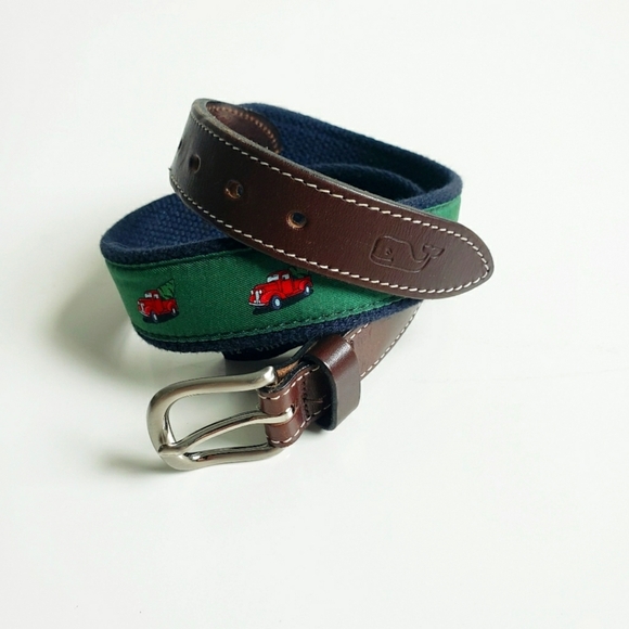Vineyard Vines Other - Vineyard Vines Christmas Red Truck Leather Kids Belt